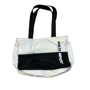 Polo Sport Ralph Lauren White Black Tote Bag Colorblock Vintage Logo OS